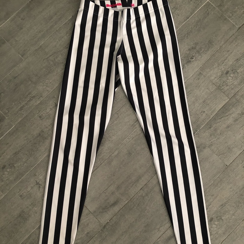 BlackMilk black and white striped leggings